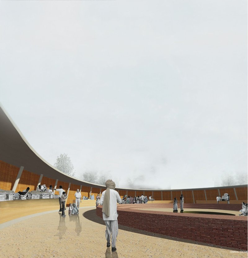 Central chowk as a social heart, where daily movement and informal gathering shape community life.