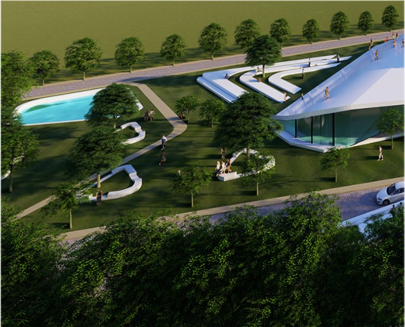 Conceptual sketches translating undulating wave patterns into architectural form.