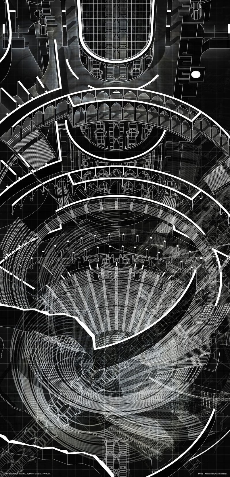 Interior perspective of the archive as a performative space for cinematic memory and digital content.