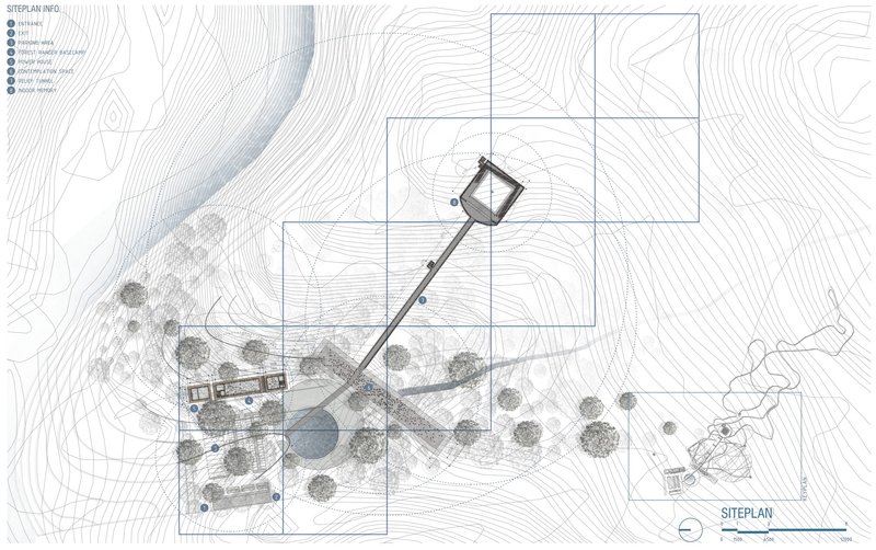 Topographic integration showing minimal intervention along natural contours.