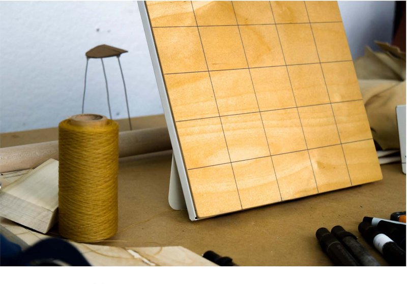 Detail view highlighting material contrast and precise grid alignment.