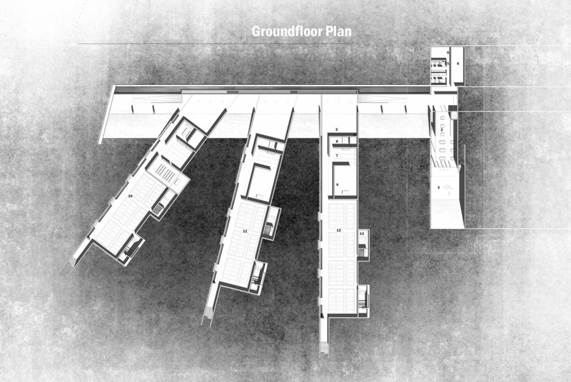 Ground floor plan revealing the linear circulation and sequential progression of ceremonial spaces.