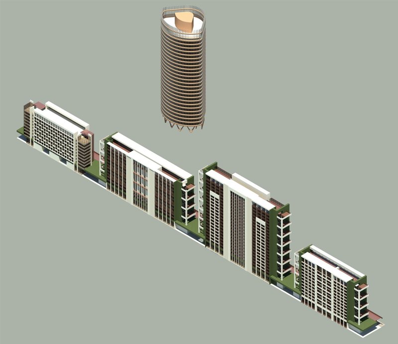Overall physical model illustrating the urban integration of the multimodal transit hub within Ahmedabad’s city fabric.