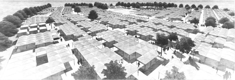 An ephemeral cityscape emerging through repetition, rhythm, and collective inhabitation rather than permanence.