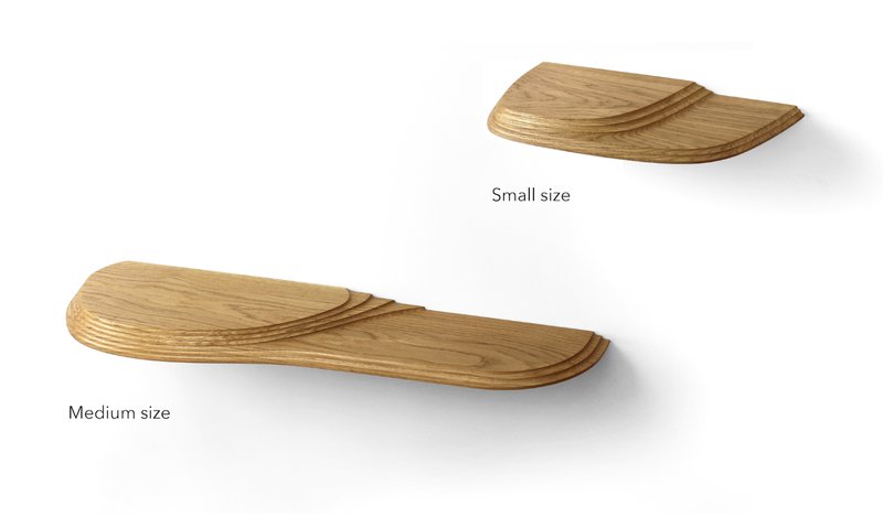 Terrace Wall Shelves shown in small and medium sizes, highlighting their layered topography.