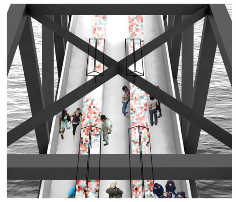 Artisan market and circulation zones integrated within the bridge framework