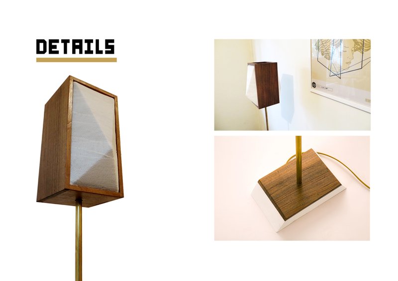 Close-up of the KHOFO base and brass stem, emphasizing material contrast and craftsmanship.