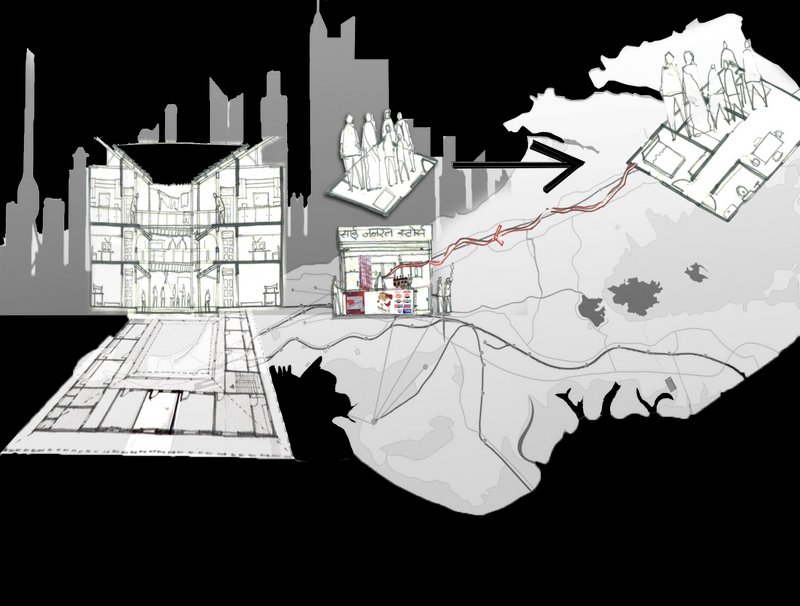 Conceptual diagram illustrating ageing in place through neighborhood-based continued care networks across the city.