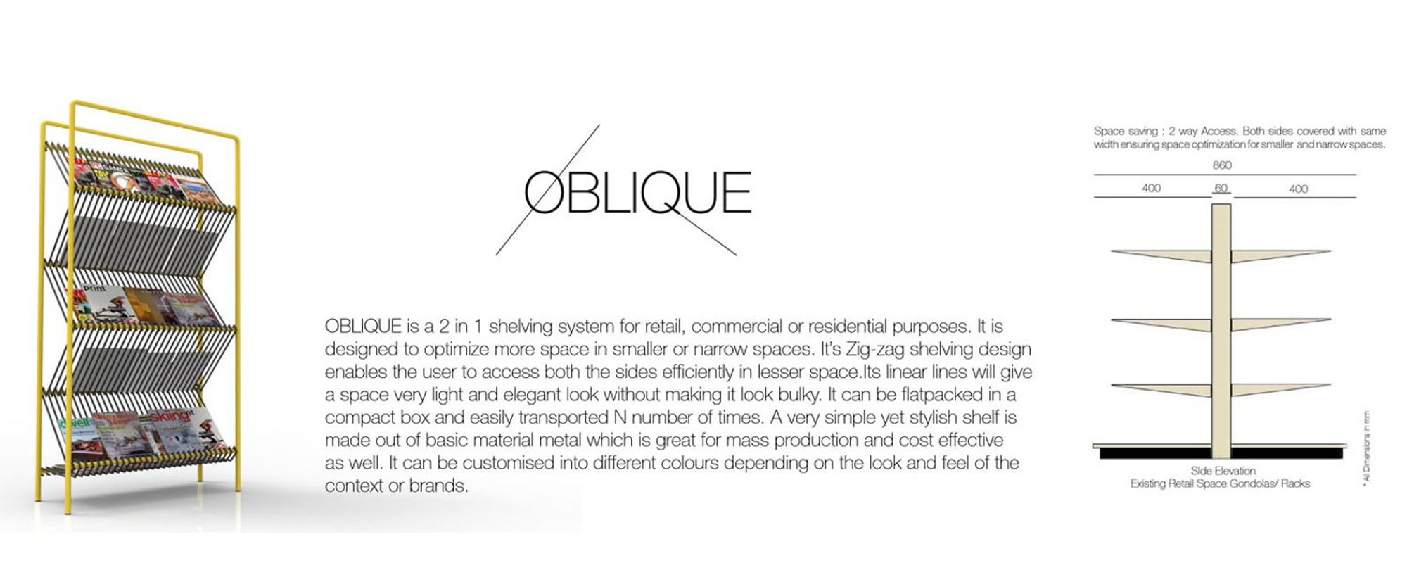 OBLIQUE Bookcase | Modular Shelving Design for Compact Architecture