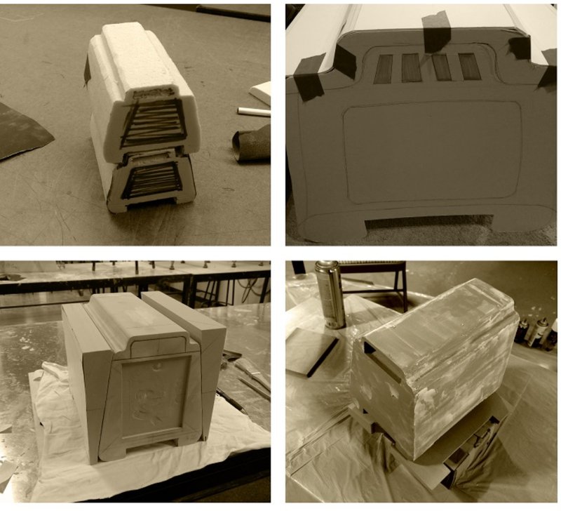 Initial foam prototype exploring volume, access, and internal spatial logic.
