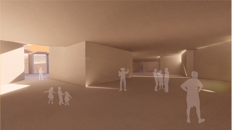 Interior shared space with diffused daylight supporting social interaction and comfort.