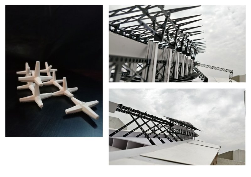 Iterative structural framework testing span, rhythm, and permeability across the divide.