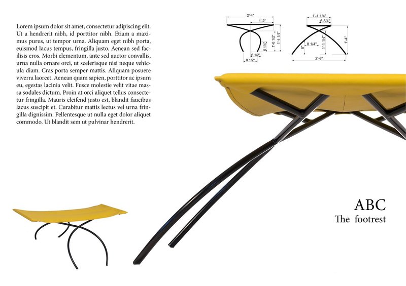 Technical drawings and proportions revealing the structural logic behind the biomimetic furniture design.