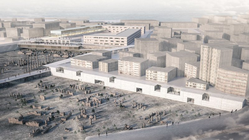 The cultural square reimagined as an illuminated public grid, activating the void without physical intrusion.