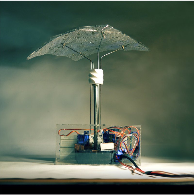 Automatic shading device prototype, designed to respond dynamically to sun positions and seasonal climate conditions.