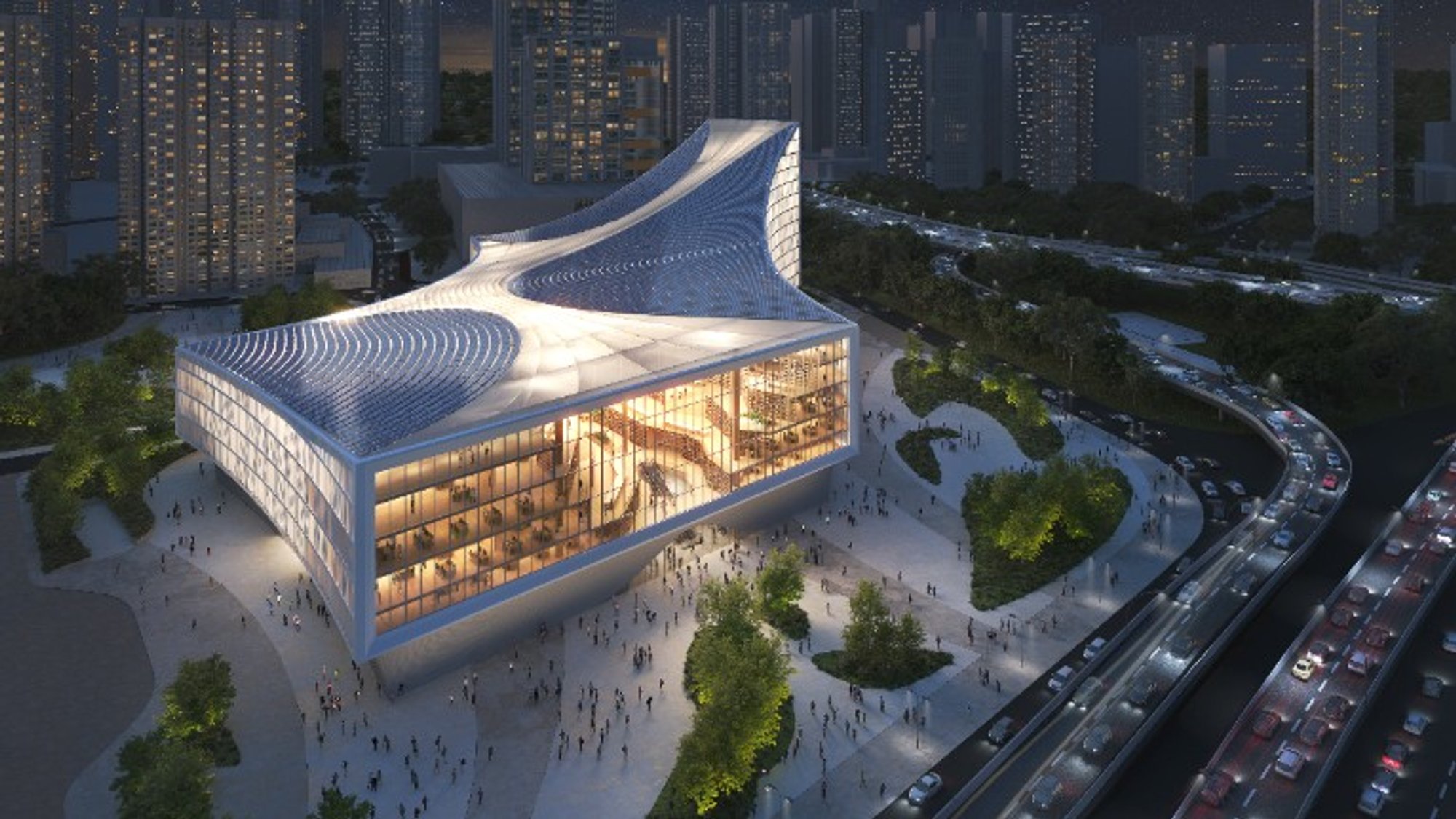 MVRDV's 'Canyon of Books' Design Selected as Winner for Wuhan Library