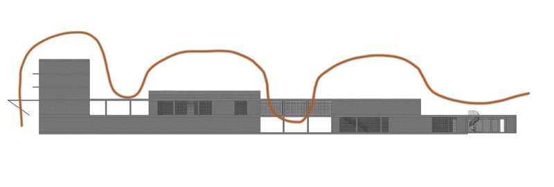 The concept is inspired by dance and interprets its features such as movement and rhythm. Dom describes the curve of movement by rhythmic alternation and full and empty. At the same time, the house rhythmically descends simultaneously with the terrain and thus appears to be dancing.