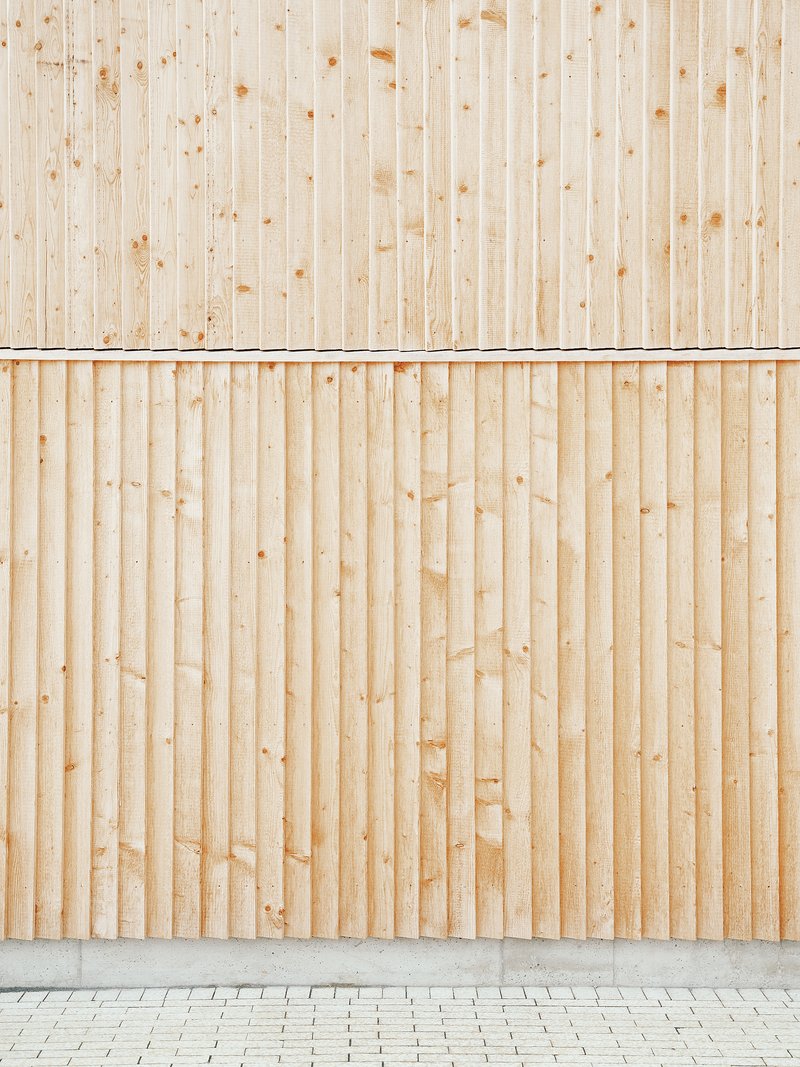 Detail of the larch slat facade