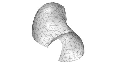 The image showcases a 3D architectural visualization of an abstract structure rendered in a wirefram