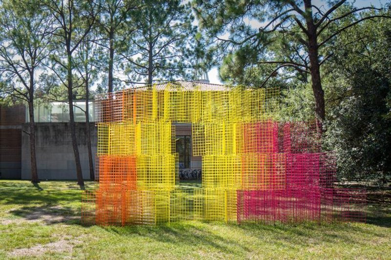 Located remotely from each other on Rice University's campus, the installations are meant to reflect "the macro implications" of Houston's "sprawling development and ceaseless construction." (Photo: Sean Fleming)