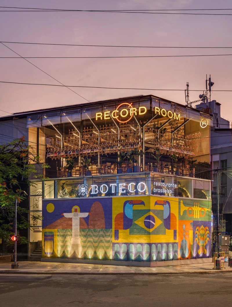 Boteco grabs the attention of passers by with this giant mural on its facade that features iconic elements associated with Brazil. Shamanth Patil 