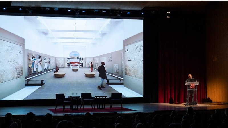Nader Tehrani of NADAAA revealing designs for the Ancient Near East and Cypriot Art galleries. Photo by Paula Lobo, courtesy The Metropolitan Museum of Art