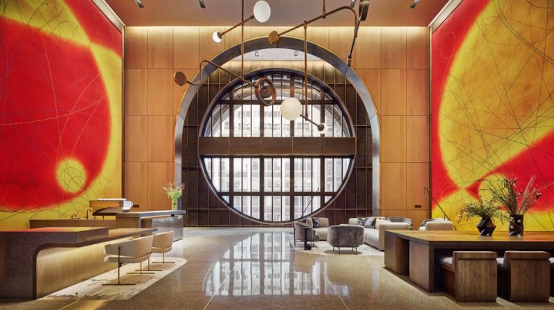 550 Madison's amenities spaces in the building's "Sky Lobby" were designed by Rockwell Group. Photo © Nikolas Koenig