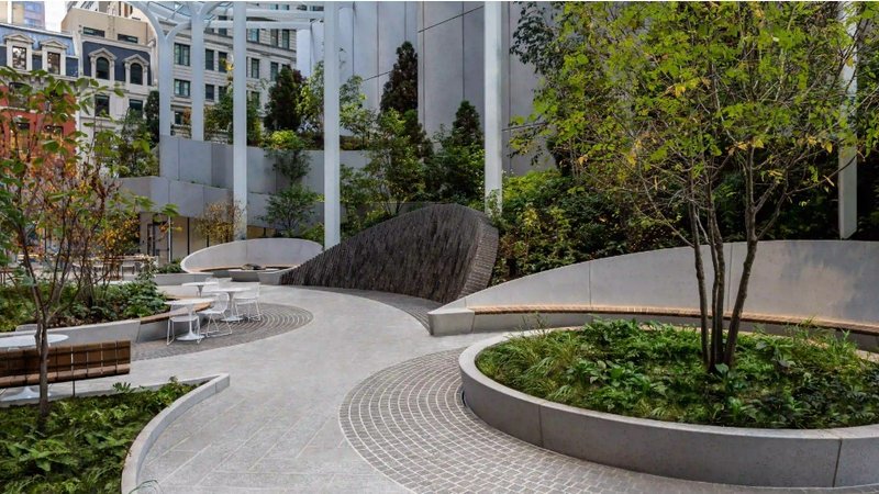 Over half of the outdoor space is devoted to plantings, which will be irrigated by rainwater collected from the canopy and stored in cisterns. Photo © Barrett Doherty