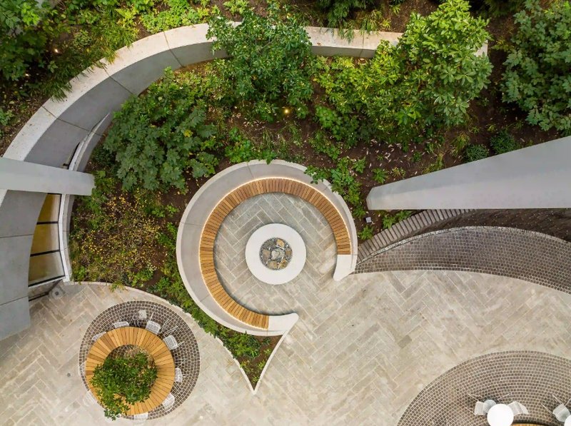 Aerial view of the gardens. Photo © Barrett Doherty