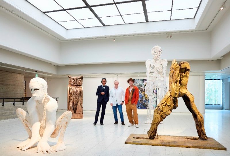 Nick Cave, Thomas Houseago and Brad Pitt. Photo © Jussi Koivunen   