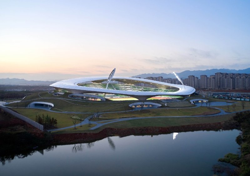 Quzhou Stadium, photography by Aogvision