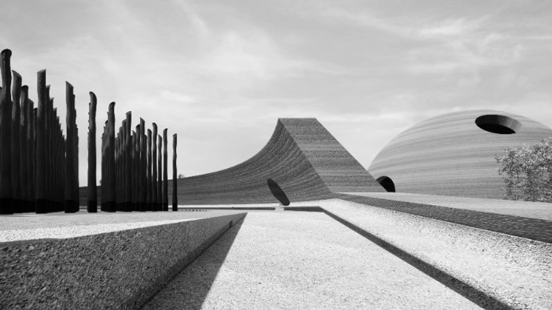 Rendering of Memorial (bridge end north view). © David Adjaye Associates.