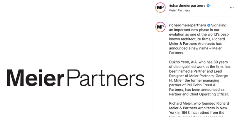 Announcement on Meier Partner's Instagram page