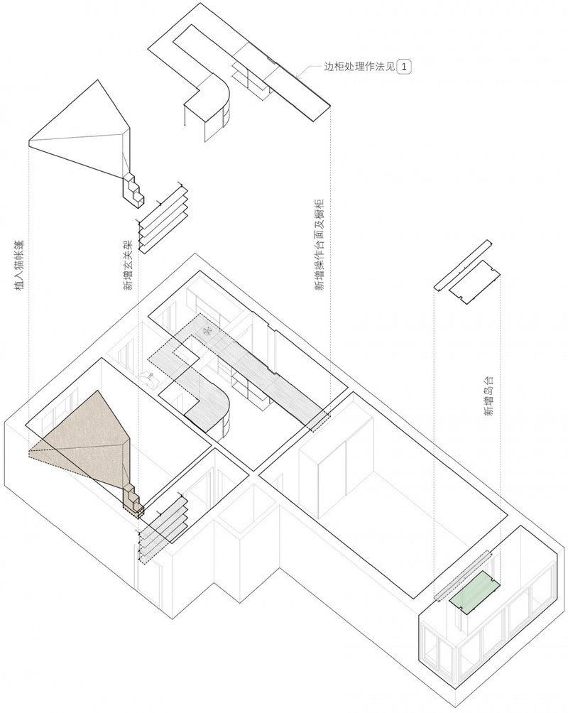 Integrating new spatial elements © Houshi Architecture