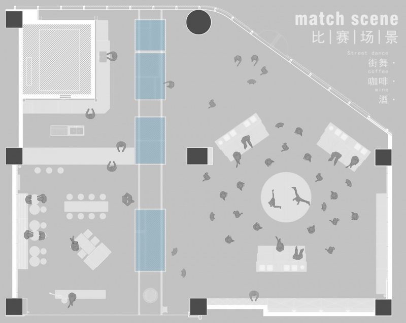 Floor plan of hip-hop competition scene © WHY WOULD