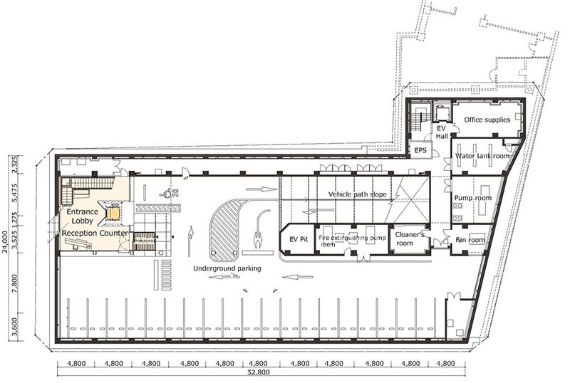The ground floor plan © Nikken Sekkei