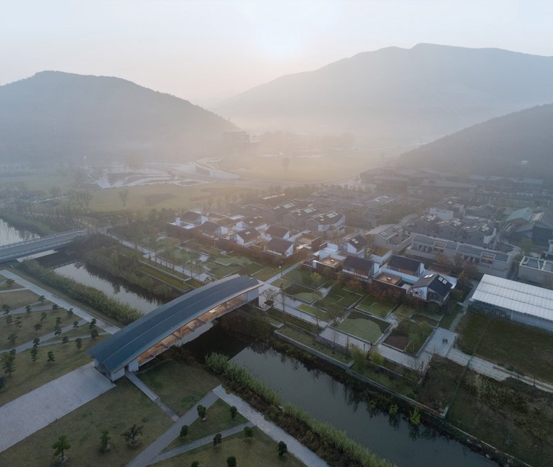 Aerial view of the covered bridge © Liangshan