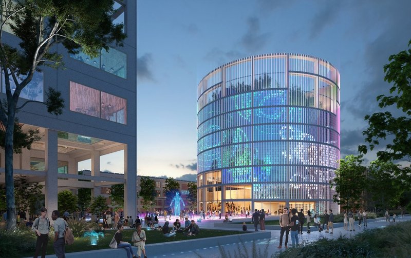 A round tower served as communications centre located in the heart of the campus © MVRDV