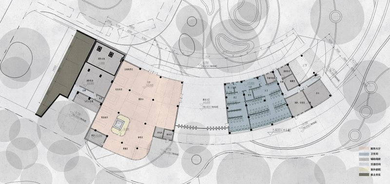 The first-floor plan of Tianxing Bridge Visitor Center&nbsp; © Shimizu Aipai