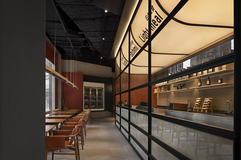 Dining area A with omophagia room viewing from entrance © YUANSTUDIO