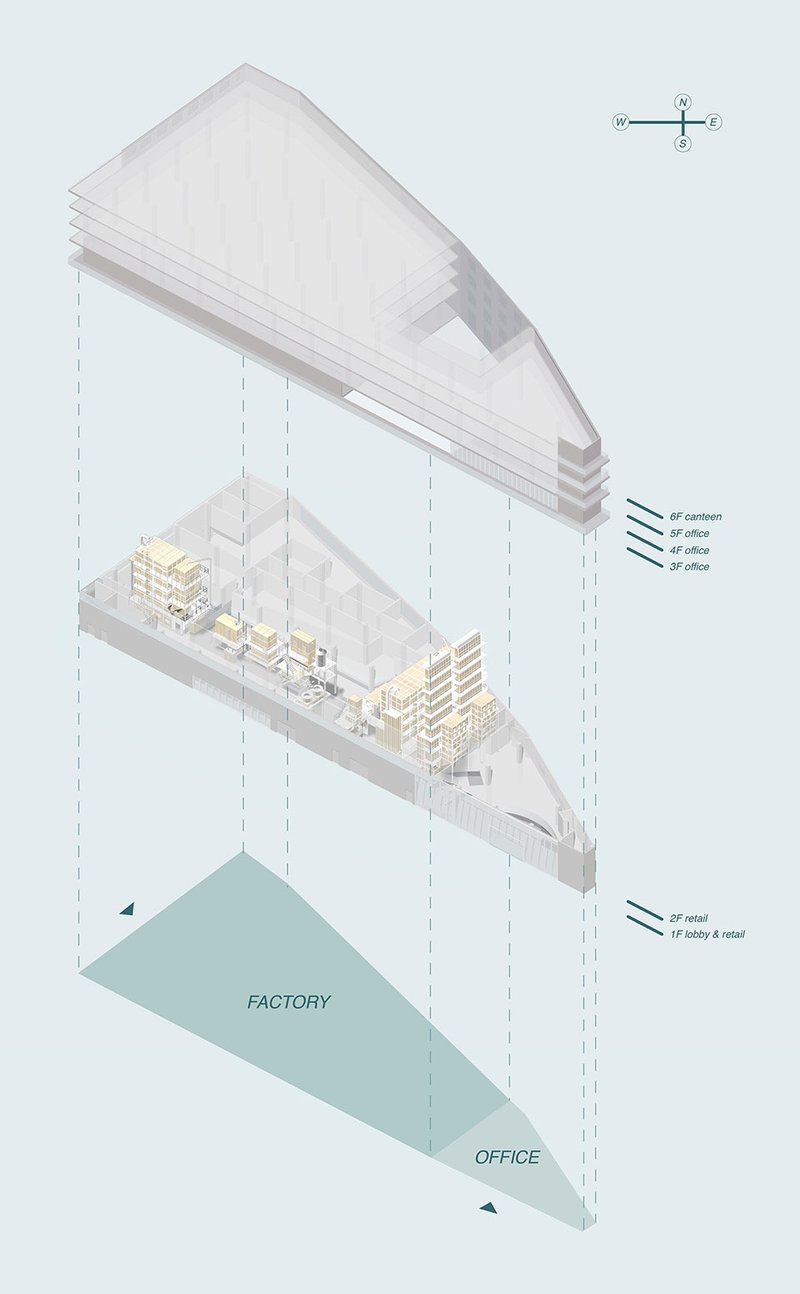 Exploded axonometric drawing&nbsp;©Dagou Architectural Design