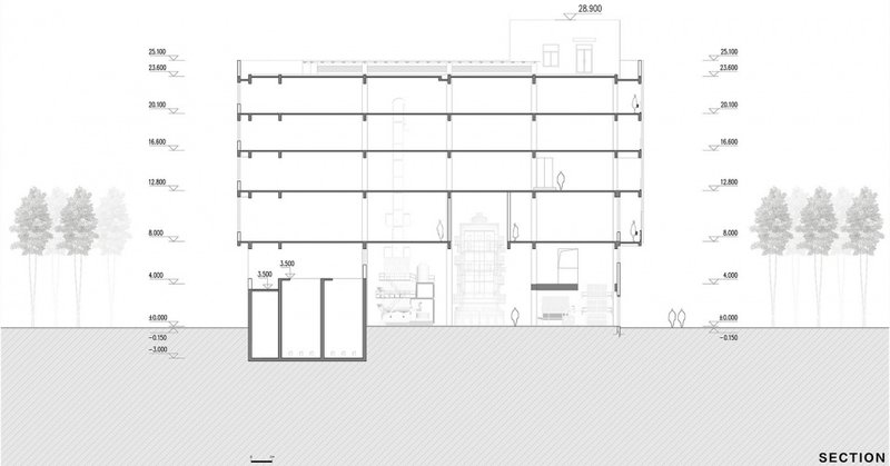 Cross section&nbsp;©Dagou Architectural Design