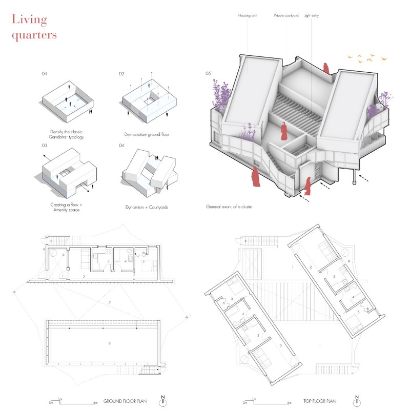 Architectural Diagrams such as Floor Plan and Isometric 3D generated using CAD/BIM tools. Visuals from "A Womens World" project,&nbsp;Shortlisted entry of Resile&nbsp;Competition by&nbsp;Jacob Darowski