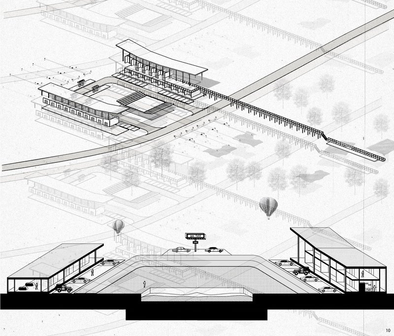 Innovative eco-motel integrates with natural landscape.