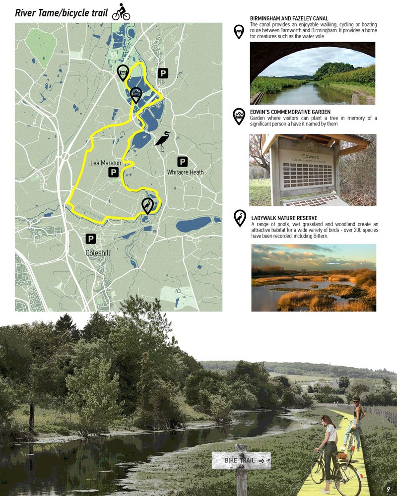 Scenic bike trail along the River Tame: Nature's course.