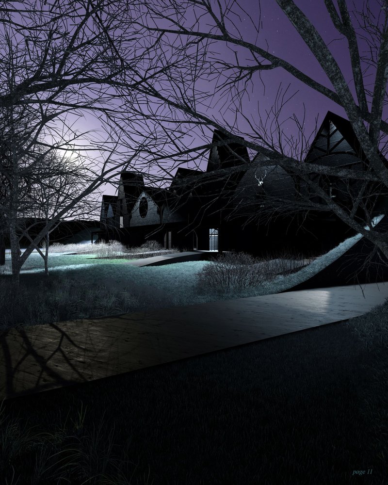 Whispering shadows enshroud a mystical architectural relic by night.