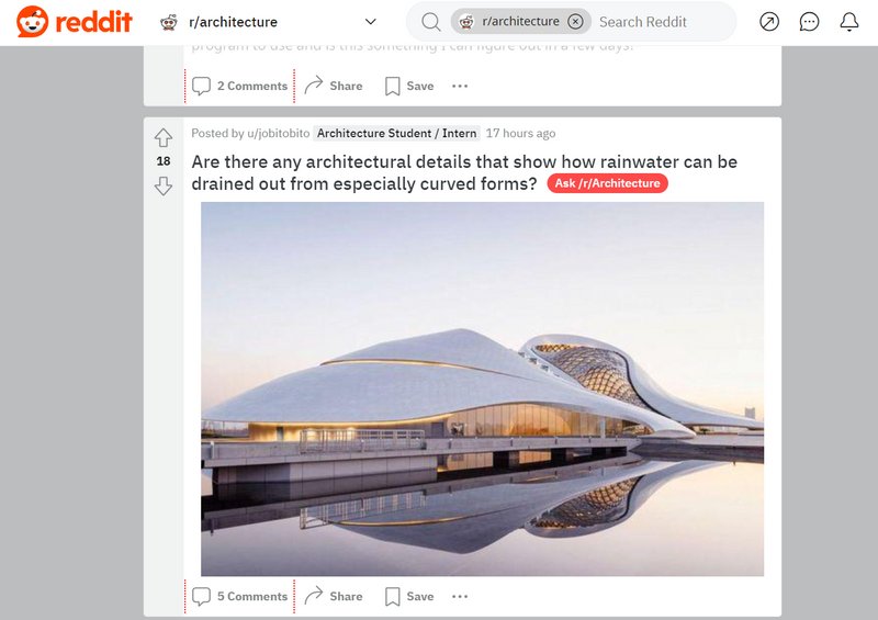 Reddit communities are an amazing platform to initiate your discourse around architecture.