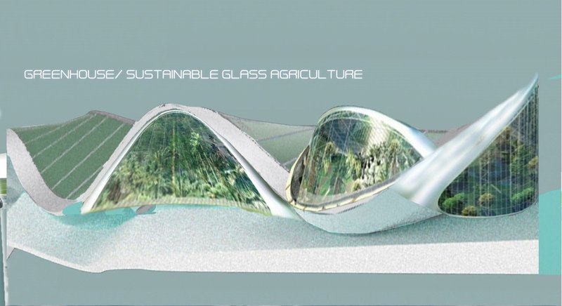 Futuristic greenhouse in a frigid, sustainable world.