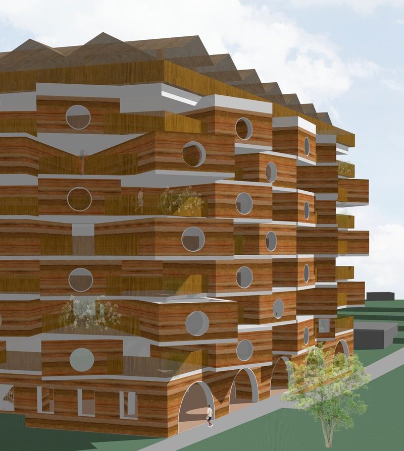 Eco-friendly architecture merging tradition with modernity.