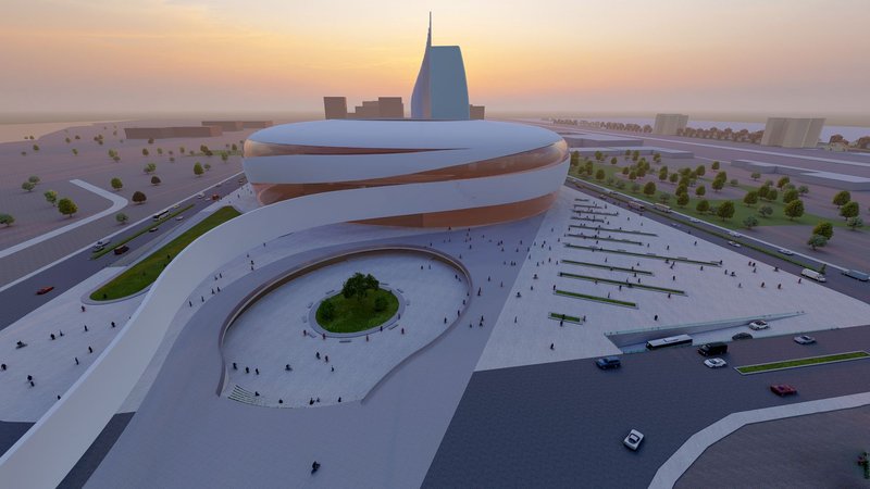 Sunset over the innovative STAYdıum: architecture reimagined.